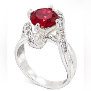 Charter club ring Silver-Tone Pavé & Color Crystal Solitaire Ring/size 6